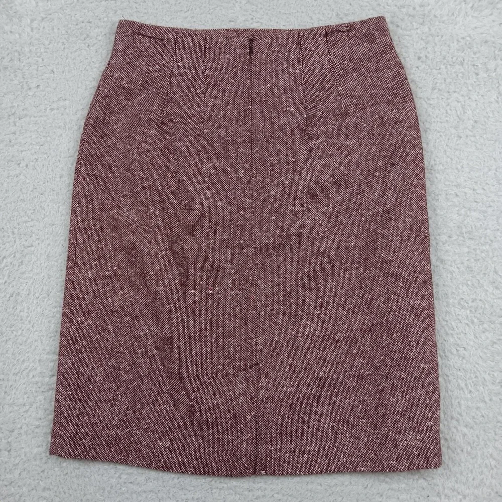 J.G. Hook Skirt Pencil 8 Burgundy Tweed Wool Blend 23-0371-7